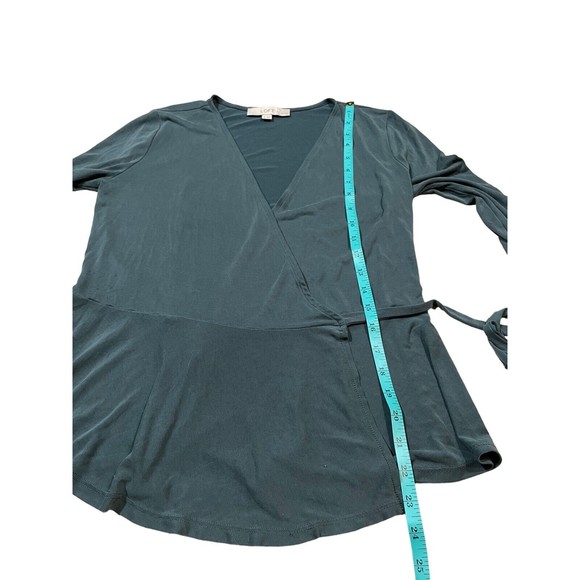 Loft Women's Teal Modal Blend V-Neck Long Sleeves Comfort True Wrap Top Size SP - Picture 7 of 7